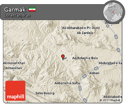 Shaded Relief Map of Garmak