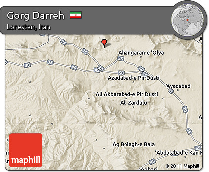 Shaded Relief Map of Gorg Darreh