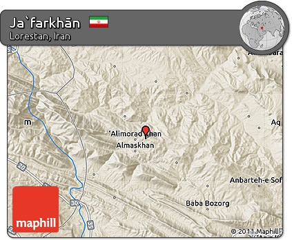 Shaded Relief Map of Ja`farkhān