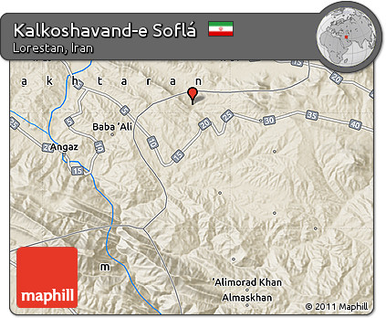 Shaded Relief Map of Kalkoshavand-e Soflá