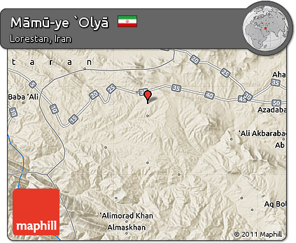 Shaded Relief Map of Māmū-ye `Olyā
