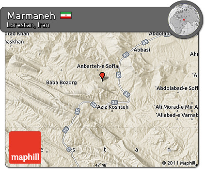 Shaded Relief Map of Marmaneh