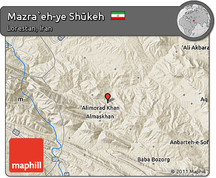 Shaded Relief Map of Mazra`eh-ye Shūkeh