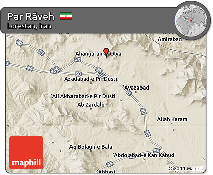 Shaded Relief Map of Par Rāveh