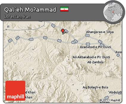 Shaded Relief Map of Qal`eh Moḩammad