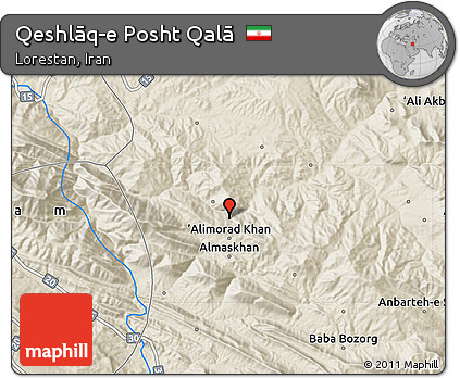 Shaded Relief Map of Qeshlāq-e Posht Qalā