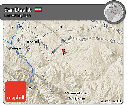 Shaded Relief Map of Sar Dasht