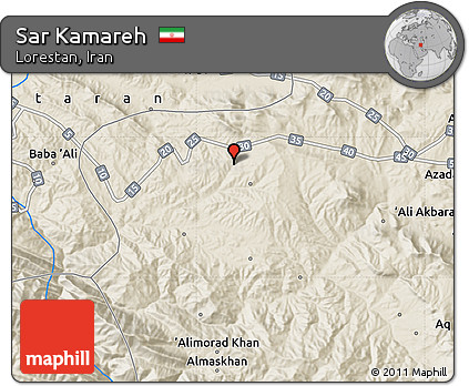 Shaded Relief Map of Sar Kamareh