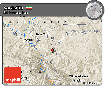 Shaded Relief Map of Sarāsīāb