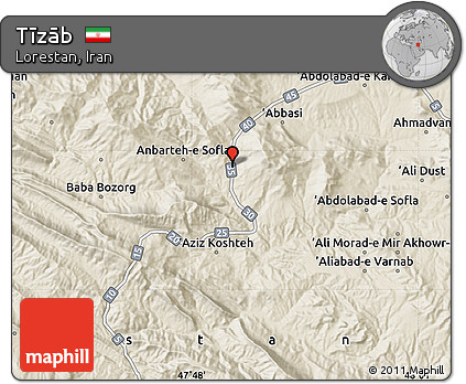 Shaded Relief Map of Tīzāb