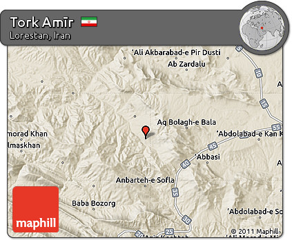 Shaded Relief Map of Tork Amīr