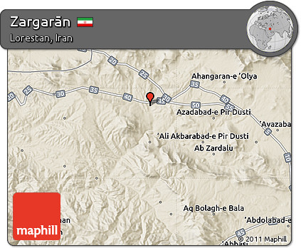 Shaded Relief Map of Zargarān