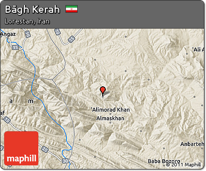 Shaded Relief Map of Bāgh Kerah