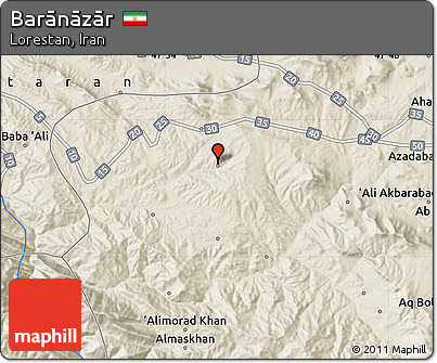 Shaded Relief Map of Barānāzār