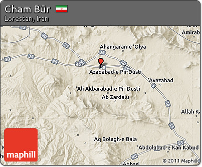 Shaded Relief Map of Cham Būr