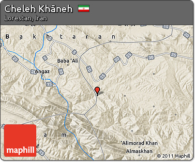 Shaded Relief Map of Cheleh Khāneh