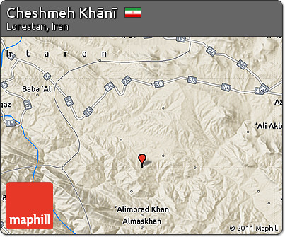 Shaded Relief Map of Cheshmeh Khānī