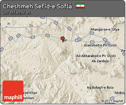 Shaded Relief Map of Cheshmeh Sefīd-e Soflá