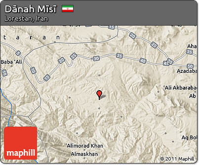 Shaded Relief Map of Dānah Mīsī