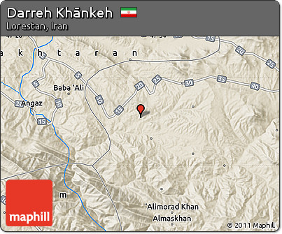 Shaded Relief Map of Darreh Khānkeh