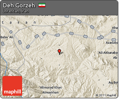 Shaded Relief Map of Deh Gorzeh