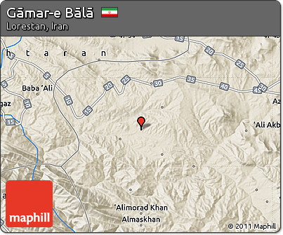 Shaded Relief Map of Gāmar-e Bālā