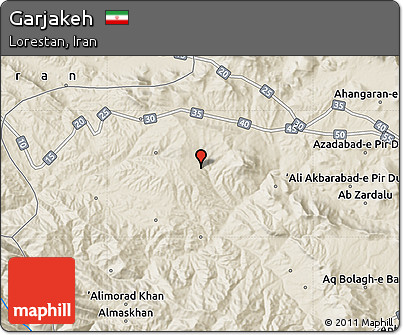 Shaded Relief Map of Garjakeh