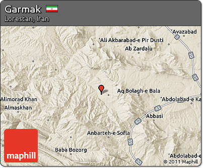 Shaded Relief Map of Garmak