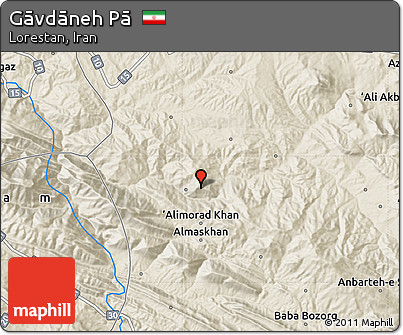 Shaded Relief Map of Gāvdāneh Pā