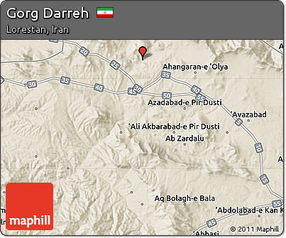 Shaded Relief Map of Gorg Darreh