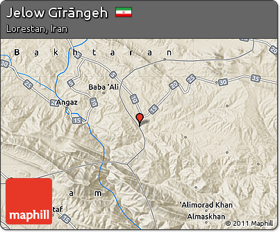 Shaded Relief Map of Jelow Gīrāngeh