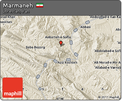 Shaded Relief Map of Marmaneh