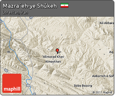 Shaded Relief Map of Mazra`eh-ye Shūkeh