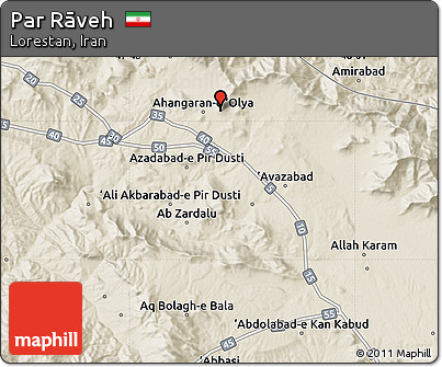 Shaded Relief Map of Par Rāveh