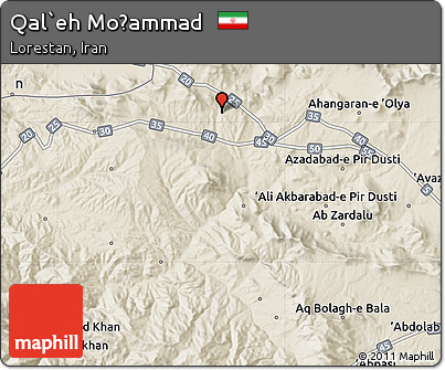 Shaded Relief Map of Qal`eh Moḩammad