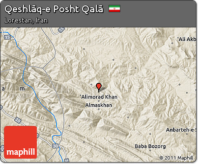 Shaded Relief Map of Qeshlāq-e Posht Qalā