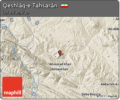 Shaded Relief Map of Qeshlāq-e Tahsarān