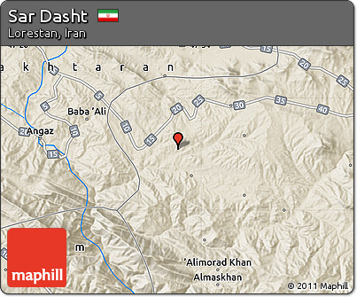 Shaded Relief Map of Sar Dasht