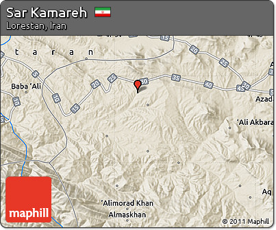 Shaded Relief Map of Sar Kamareh