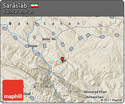 Shaded Relief Map of Sarāsīāb