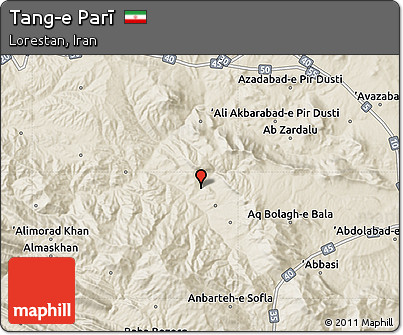 Shaded Relief Map of Tang-e Parī