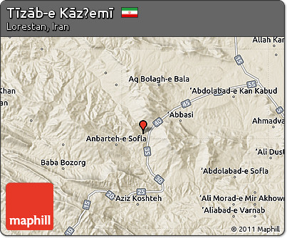 Shaded Relief Map of Tīzāb-e Kāz̧emī