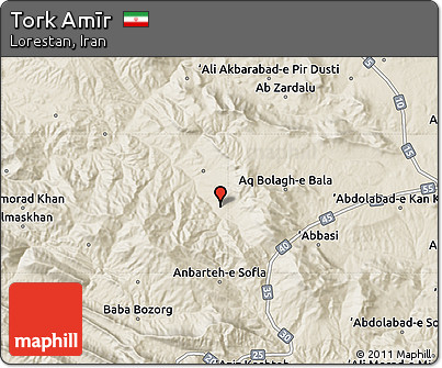 Shaded Relief Map of Tork Amīr