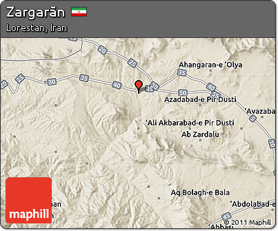 Shaded Relief Map of Zargarān