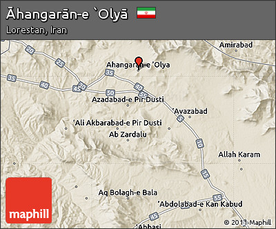 Shaded Relief Map of Āhangarān-e `Olyā