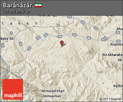 Shaded Relief Map of Barānāzār