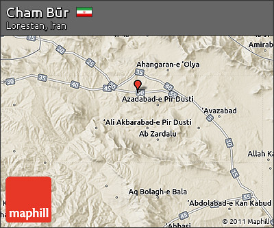 Shaded Relief Map of Cham Būr