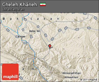 Shaded Relief Map of Cheleh Khāneh