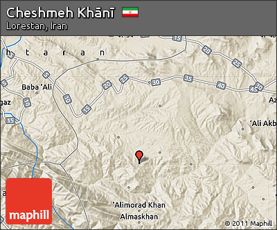Shaded Relief Map of Cheshmeh Khānī