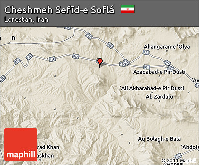 Shaded Relief Map of Cheshmeh Sefīd-e Soflá